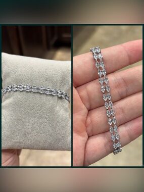Silver-Tone Marquise Cubic Zirconia Bracelet